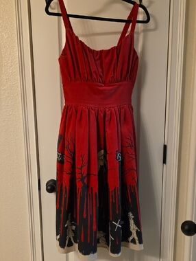 Vixen by Micheline Pitt Red & Black Spooky Print Sundress